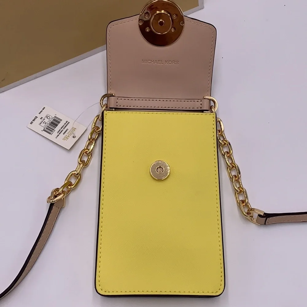 MICHAEL KORS Carmen Small Color-Block Faux Leather Phone Crossbody Bag